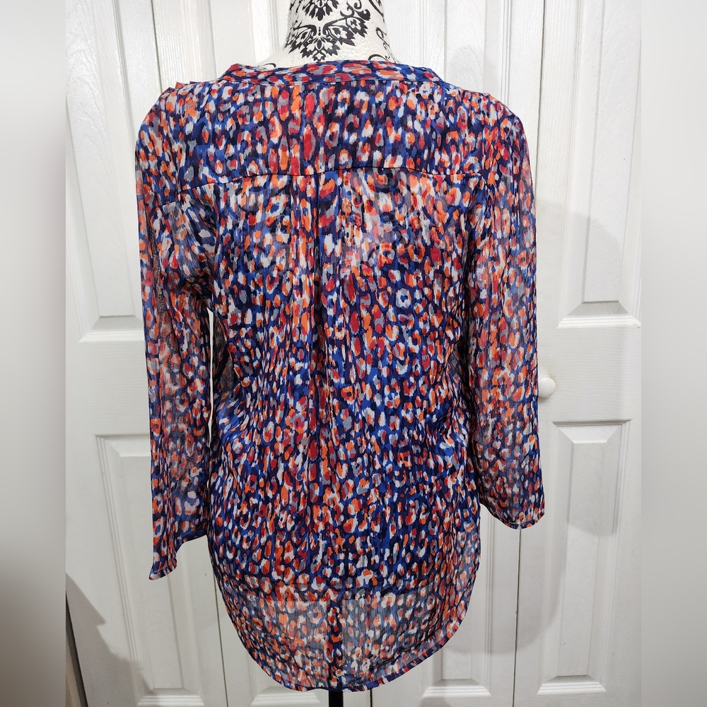Liz Claiborne Multicolor Animal Print 3/4 Sleeve Layered Top - Picture 2 of 10